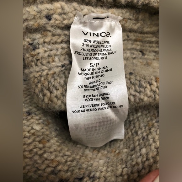 Cream Beige Vince Sweater V Neck Wool Alpaca Small - Picture 8 of 8